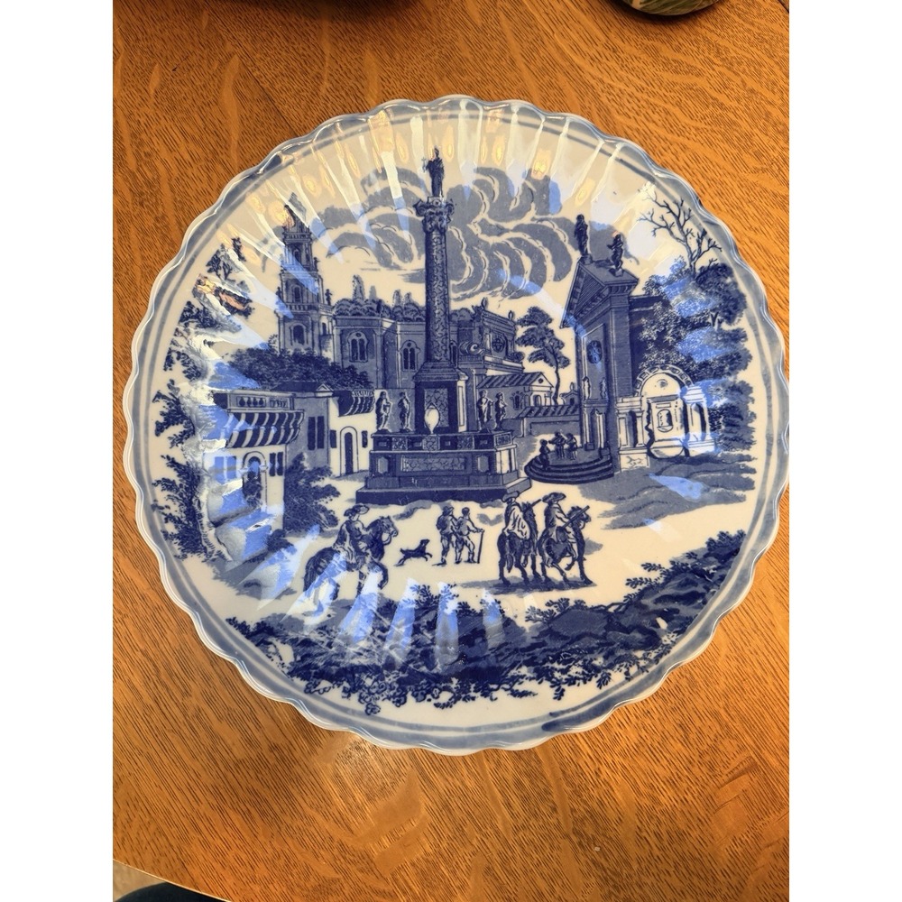 Vintage Victoria Ware Ironstone Cobalt Flow Blue & White Round Serving Platter